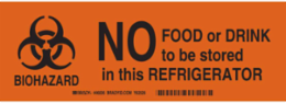 No Food Or Drink To Be Stored In This Refrigerator Sign, 3.5" H x 10" W x 0.035" D, Aluminum