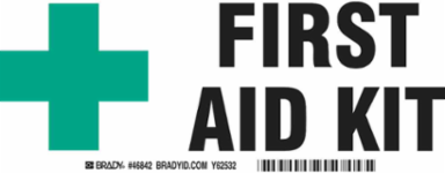 First Aid Kit Sign, 3.5" H x 10" W x 0.035" D, Aluminum