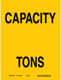 Capacity Tons Sign, 14" H x 10" W x 0.1" D, Fiberglass