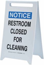 NOTICE Floor Stands, 20" H x 12" W, Black/Blue on Glow