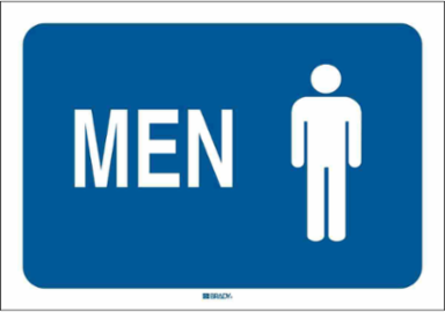 Men Sign, 7" H x 10" W x 0.035" D, Aluminum