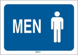 Men Sign, 7" H x 10" W x 0.035" D, Aluminum