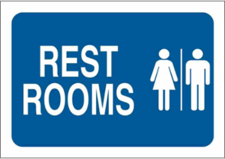 Restrooms Sign, 7" H x 10" W x 0.006" D, Polyester