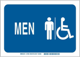 Men Sign, 7" H x 10" W x 0.035" D, Aluminum