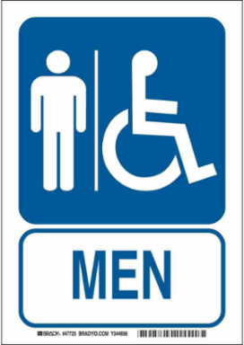 Men Sign, 10" H x 7" W x 0.06" D, Polystyrene