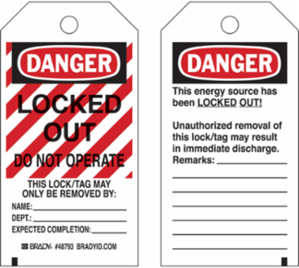 Tag: DANGER: LOCKED OUT DO NOT OPERATE…