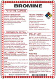 Bromine Potential Hazards Sign, 10 Inch H x 7 Inch W, Fiberglass, Outdoor Use