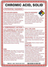 Chromic Acid, Solid Chromium Anhydride Potential Hazards Sign, 10" H x 7" W x 0.1" D, Black/Blue/Red/Yellow on White