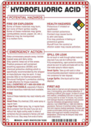 Hydrofluoric Acid Potential Hazards Sign, 10" H x 7" W x 0.1" D, Black/Blue/Red/Yellow on White