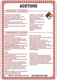 Isopropyl Acetate Potential Hazards Sign, 10" H x 7" W x 0.1" D, Black/Blue/Red/Yellow on White