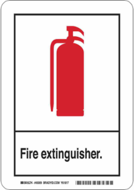 Fire Extinguisher Sign, 14" H x 10" W x 0.035" D, Black/Red on White, Aluminum