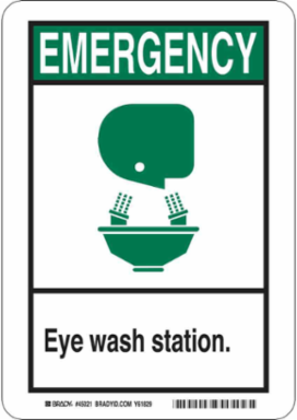 EMERGENCY Eye Wash Station. Sign, 14" H x 10" W x 0.035" D, Aluminum
