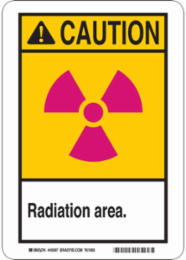 CAUTION Radiation Area. Sign, 14" H x 10" W x 0.035" D, Aluminum