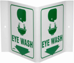 V Eye Wash Sign, 12" H x 18" W x 0.055" D, Polyethylene