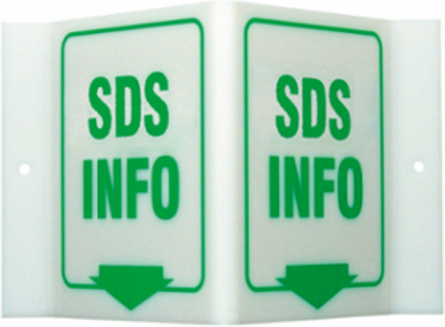 V MSDS Info Sign, 12" H x 18" W x 0.055" D, Polyethylene