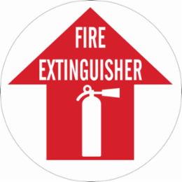 Anti-Skid Floor Sign 17 Inch Diameter, Vinyl, Fire Extinguisher, Red on White