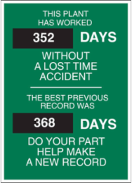 Safety Scoreboard, This Plant Has Worked 352 Days Without A Lost Time Accident, The Best Previous Record Was 368 Days…