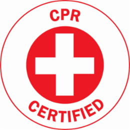 CPR CERTIFIED Hard Hat Labels, 2" Dia, Card of 4 Labels, Red on White