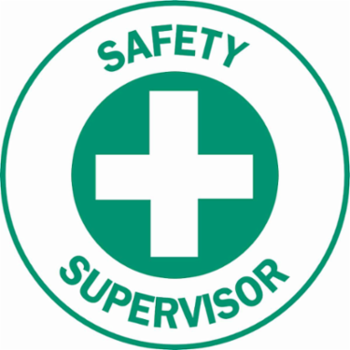SAFETY SUPERVISOR Hard Hat Labels, 2" Dia, Card of 4 Labels, Green on White