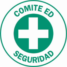 COMITE ED SEGURIDAD Hard Hat Labels, 2" Dia, Card of 4 Labels, Green on White