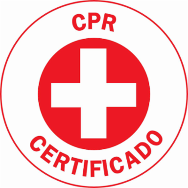CPR CERTIFICADO Hard Hat Labels, 2" Dia, Card of 4 Labels, Red on White
