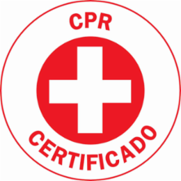 CPR CERTIFICADO Hard Hat Labels, 2" Dia, Card of 4 Labels, Red on White
