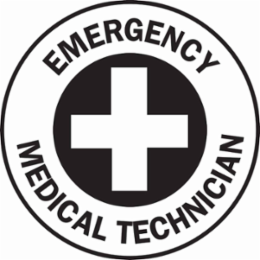 EMERGENCY MEDICAL TECHNICIAN Hard Hat Labels, 2" Dia, Card of 4 Labels, Black on White