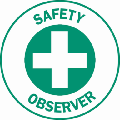 SAFETY OBSERVER Hard Hat Labels, 2" Dia, Card of 4 Labels, Green on White