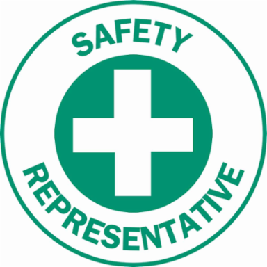 SAFETY REPRESENTATIVE Hard Hat Labels, 2" Dia, Card of 4 Labels, Green on White