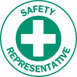 SAFETY REPRESENTATIVE Hard Hat Labels, 2" Dia, Card of 4 Labels, Green on White