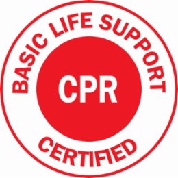 BASIC LIFE SUPPORT CERTIFIED CPR Hard Hat Labels, 2 Inch Diameter, Card of 4