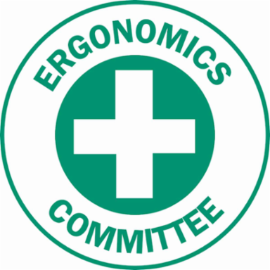 ERGONOMICS COMMITTEE Hard Hat Labels, 2" Dia, Card of 4 Labels, Green on White