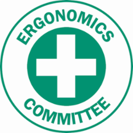 ERGONOMICS COMMITTEE Hard Hat Labels, 2" Dia, Card of 4 Labels, Green on White
