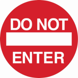 Anti-Skid Floor Sign 17 Inch Diameter Red on White, Durable Vinyl, Text: Do Not Enter