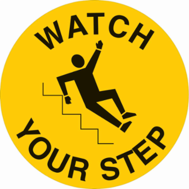 Anti-Skid Floor Sign, 17 Inch Diameter, Laminated Vinyl, Black on Yellow