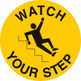 Anti-Skid Floor Sign, 17 Inch Diameter, Laminated Vinyl, Black on Yellow
