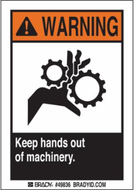 Keep hands out, 0.006" D, Pack of 5 Labels