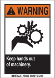 Keep hands out, 0.006" D, Pack of 5 Labels