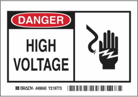 DANGER High Voltage Alert Signs 5/Package Sign, 3.5" H x 5" W x 0.006" D, Polyester