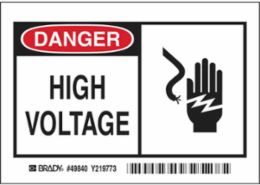 DANGER High Voltage Alert Signs 5/Package Sign, 3.5" H x 5" W x 0.006" D, Polyester