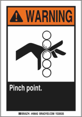 Pinch Point Sign, 10" H x 7" W x 0.006" D, Polyester
