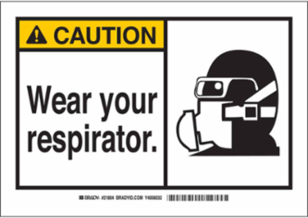 CAUTION Wear Your Respirator. Sign w/Pictogram 5/Package