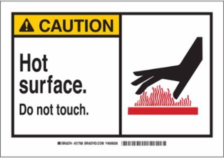 Caution Hot Surface So Not Touch. Sign 5/Package