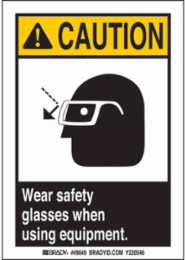 Wear Safety Glasses Sign, 10" H x 7" W x 0.006" D, Polyester