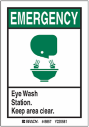 EMERGENCY Eye Wash Station. Keep Area Clear. 5/Package Sign, 0.006" D