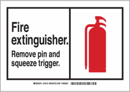 Fire Extinguisher Safety Label, 3.5 in H x 5 in W, Polyester, Non-Reflective