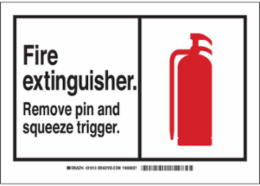 Fire Extinguisher Safety Label, 3.5 in H x 5 in W, Polyester, Non-Reflective
