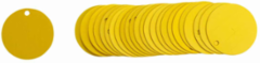 Blank Valve Tags, 1-1/2 Inch Dia, Anodized Aluminum, Yellow, 25 Tags per Pack
