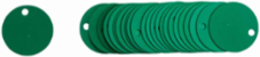 Blank Valve Tag, 1.5 Inch Diameter, Anodized Aluminum, Green, 25 Tags per Pack