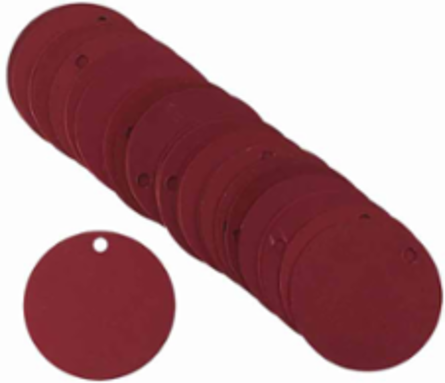 Blank Valve Tags 2 Inch Diameter, Anodized Aluminum, Red, 25 Tags per Pack